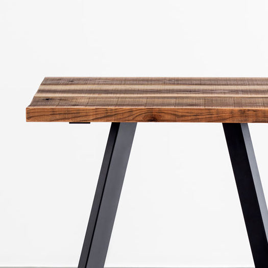 スマート造作カフェテーブル / 無垢 杉 ヴィンテージスタイル　黒スチール脚  4pin × スクエア