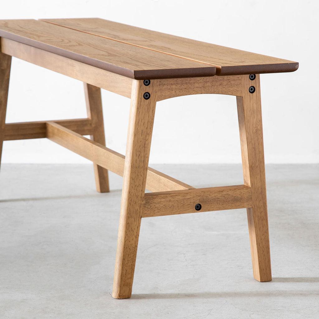 かなでもののワイピング塗装を施したオークの美しい木肌の素材感のシンプルナチュラルなウッドベンチ6