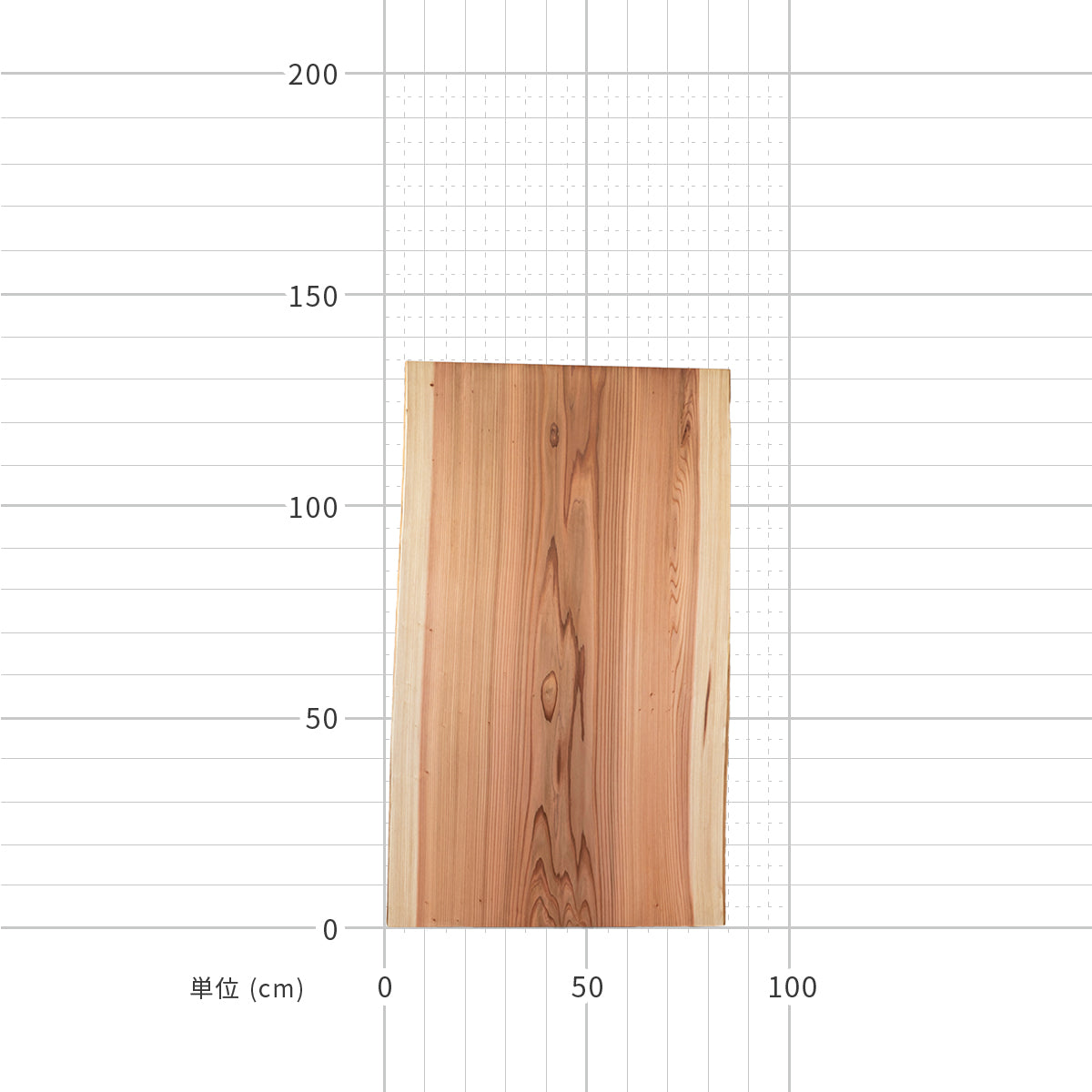 一枚板 / 越後杉 #0035　1355 × 775 ~ 810 mm