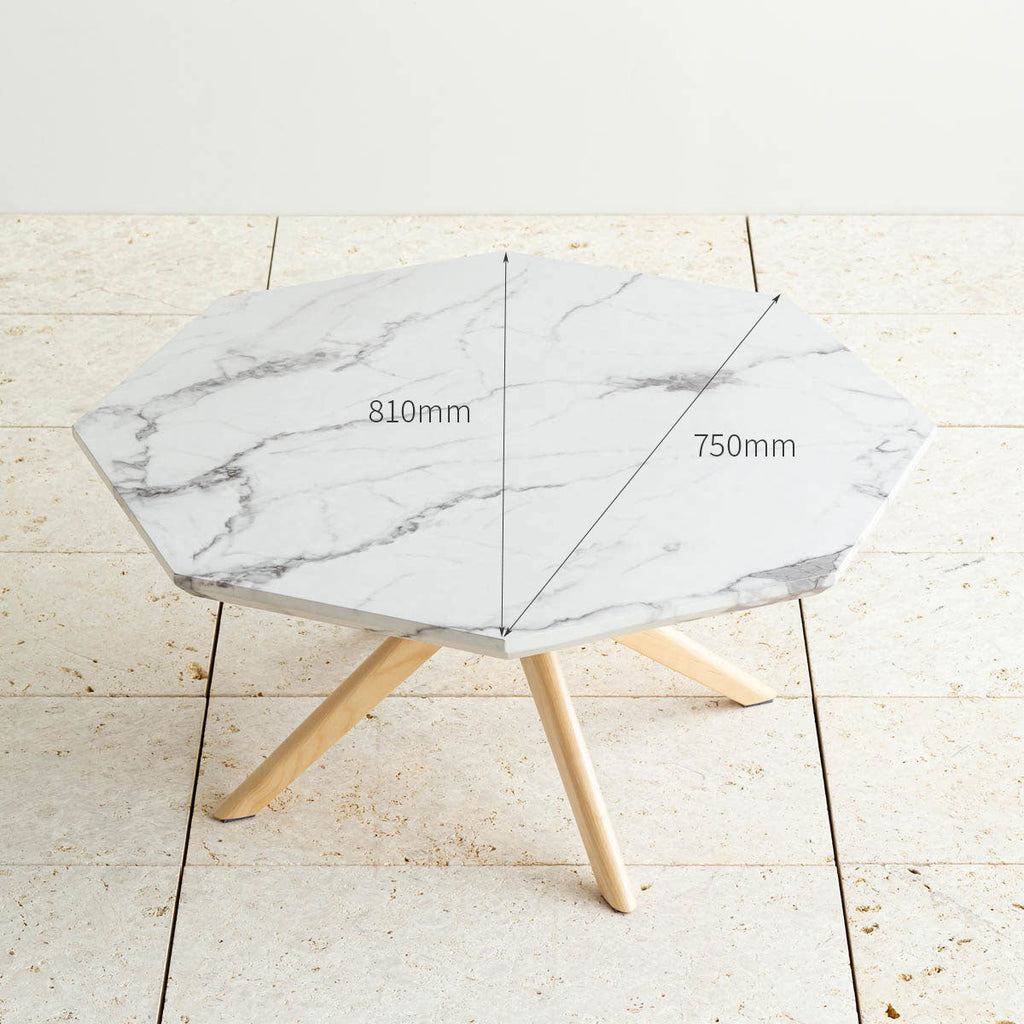 大理石柄の天板と天然木の組み合わせがモダンなセンターテーブルのサイズ画像2