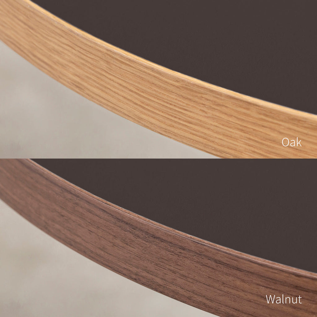 スマート造作カフェテーブル / リノリウム 全32色　黒スチール脚 1本脚 × ラウンド φ50 - 60