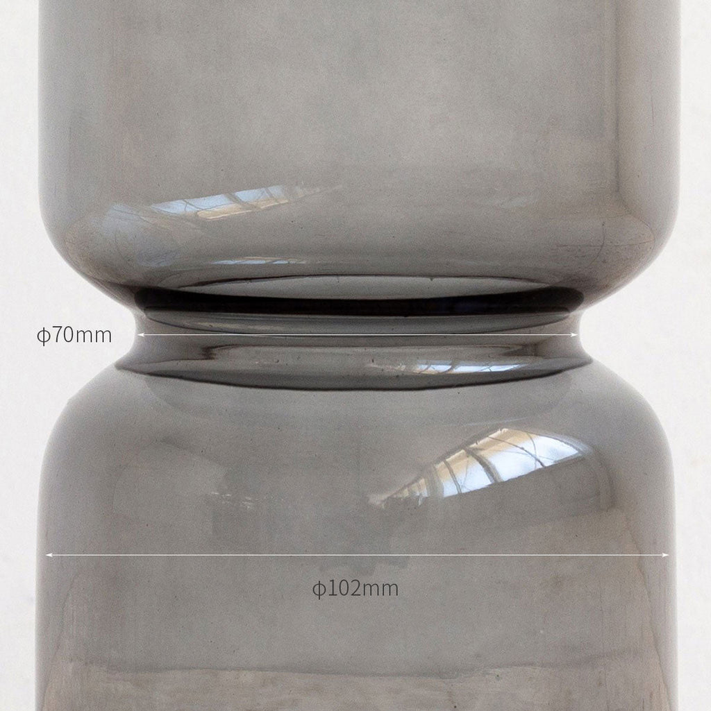 かなでもののグレーのガラスを使用した花の受け止め口が安定感のあるフラワーベース2(サイズ・寸法詳細)