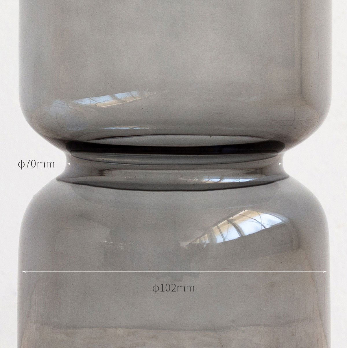 かなでもののグレーのガラスを使用した花の受け止め口が安定感のあるフラワーベース2(サイズ・寸法詳細)
