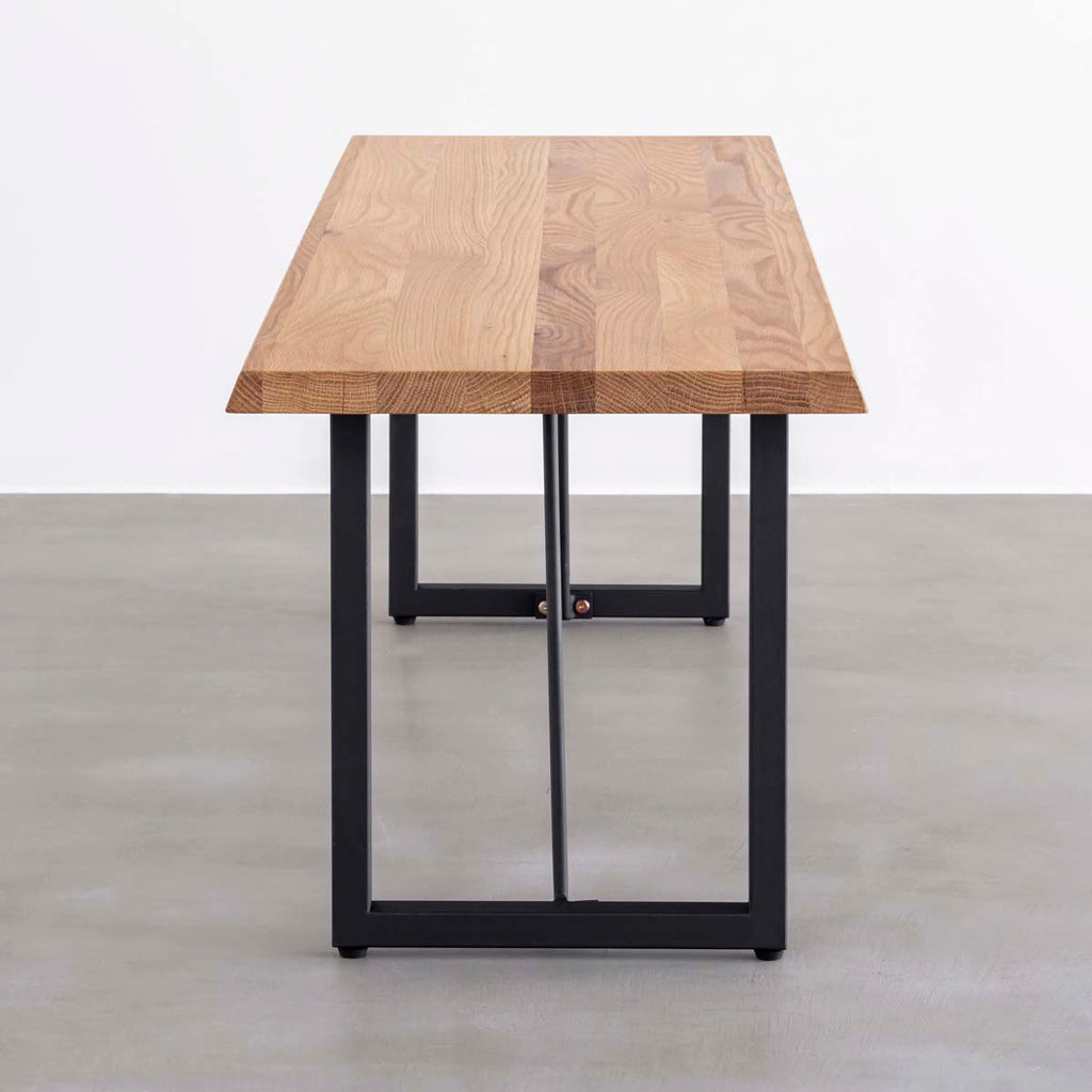 Mサイズオーク無垢材ベンチ・横からのアングル