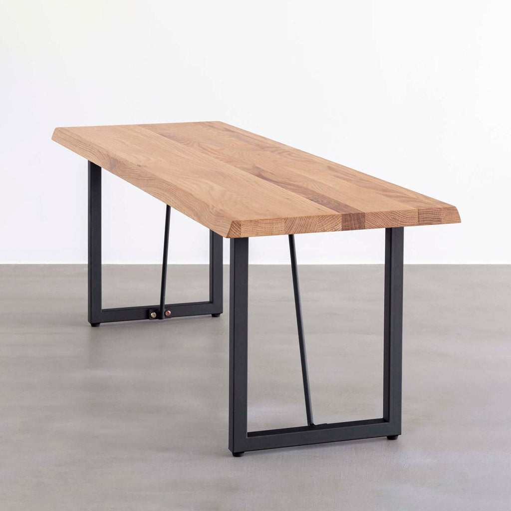 Mサイズオーク無垢材ベンチ・横からのアングル２