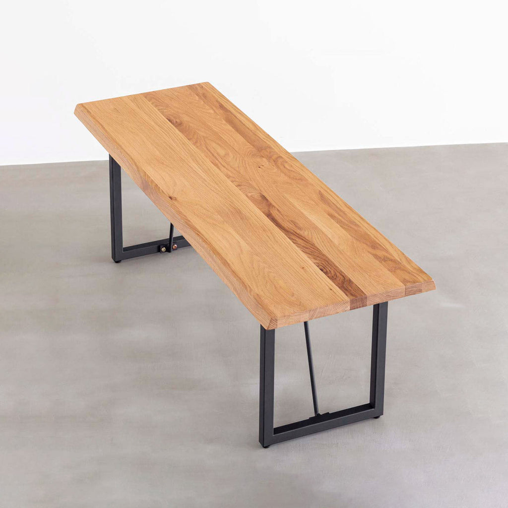 Mサイズオーク無垢材ベンチ・上からのアングル