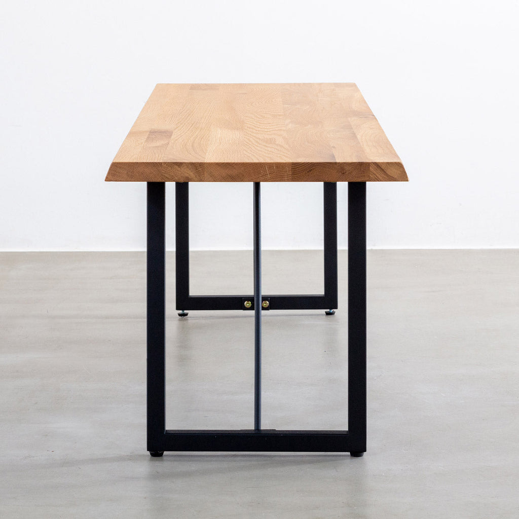 Lサイズオーク無垢材ベンチ・横からのアングル