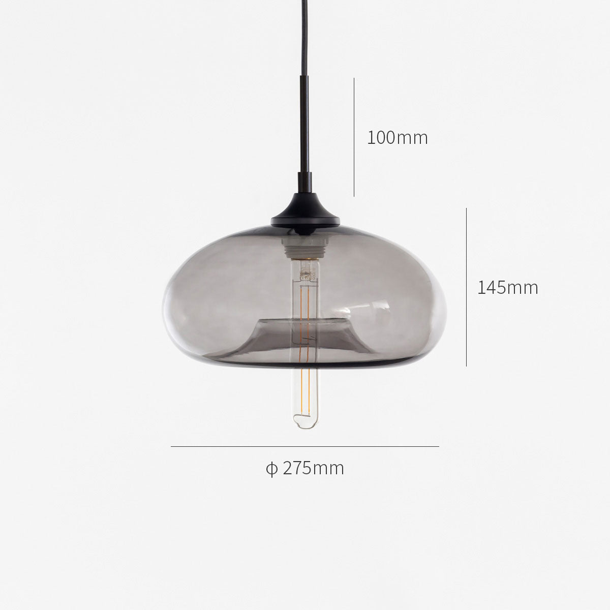 Glass × Tube　Clear Gray Disk Pendant Light