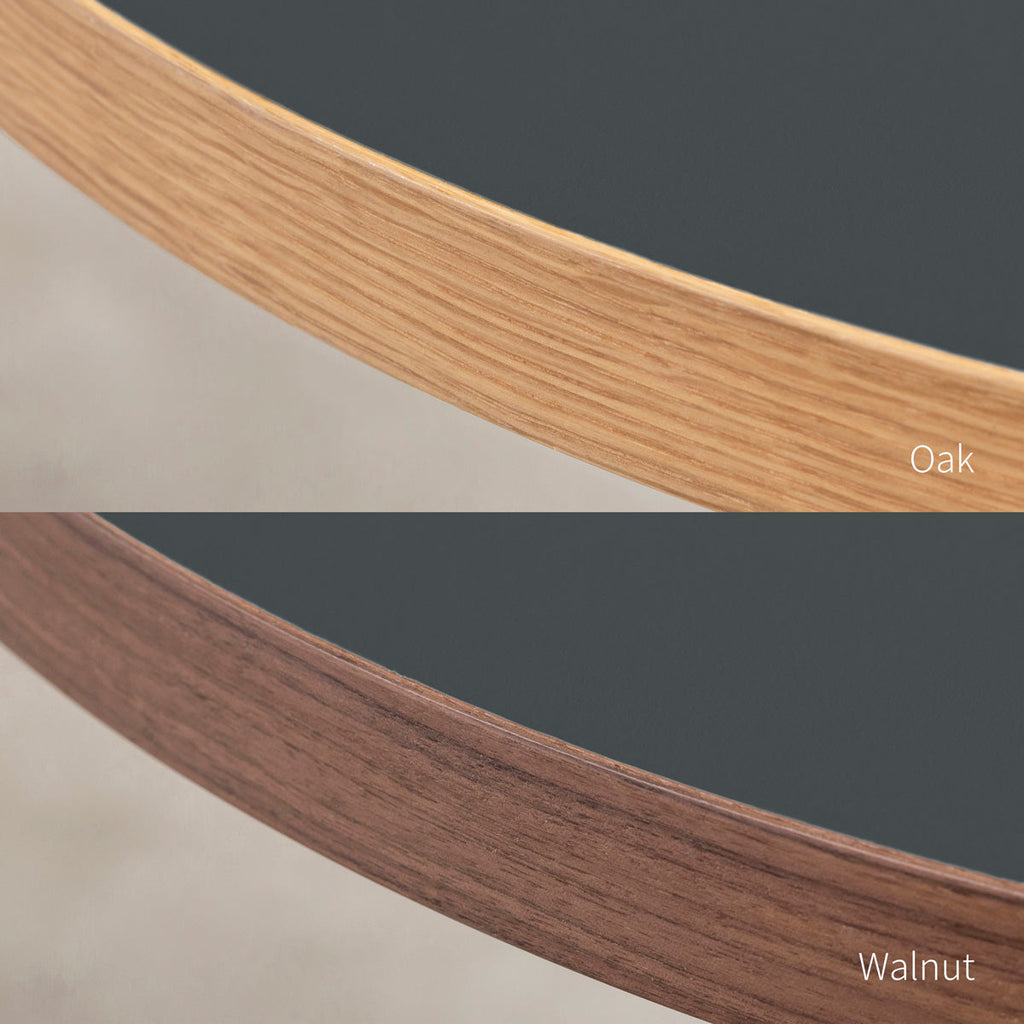 スマート造作テーブル / 半円 × リノリウム 全32色 × 黒スチール脚