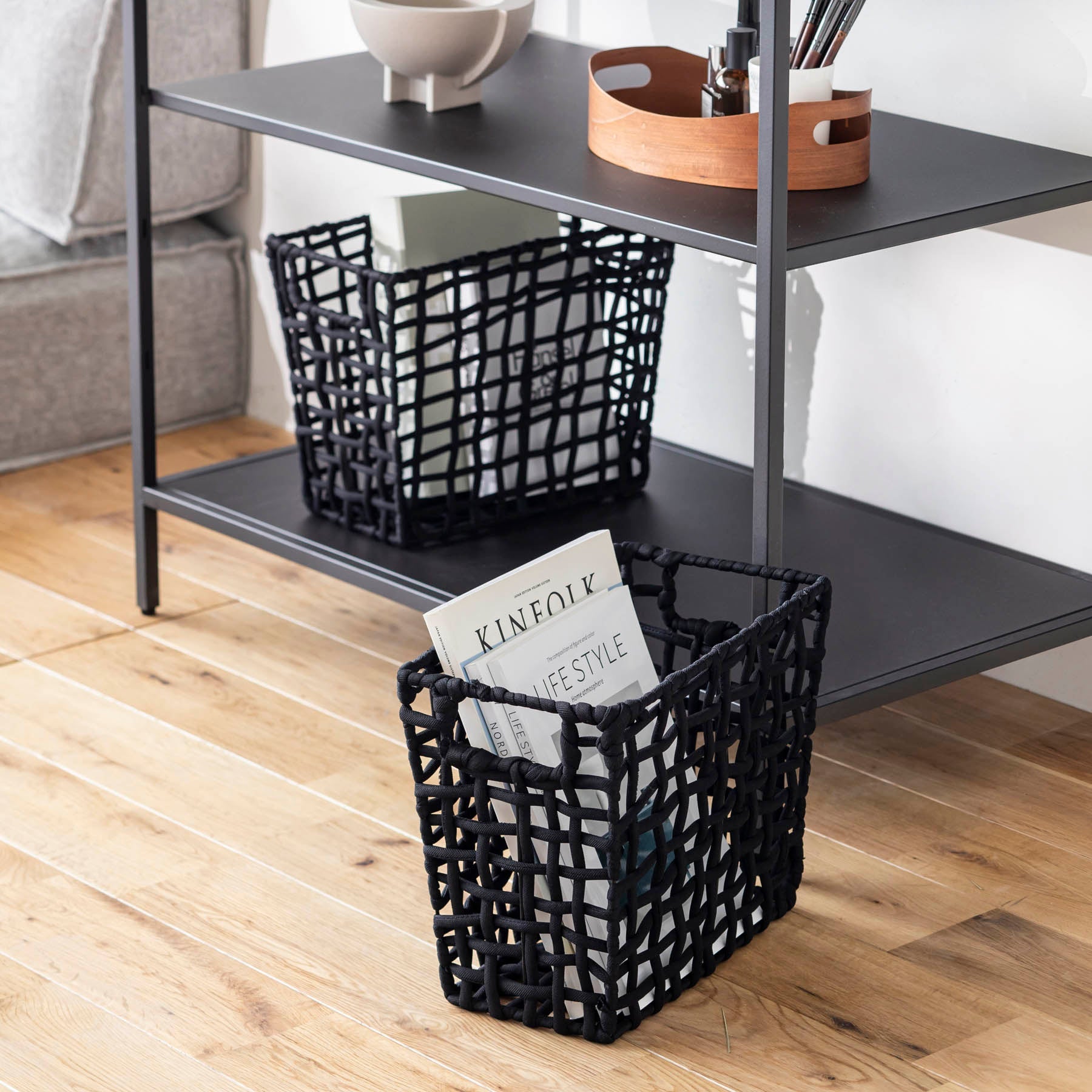 手編みのロープバスケットLサイズ