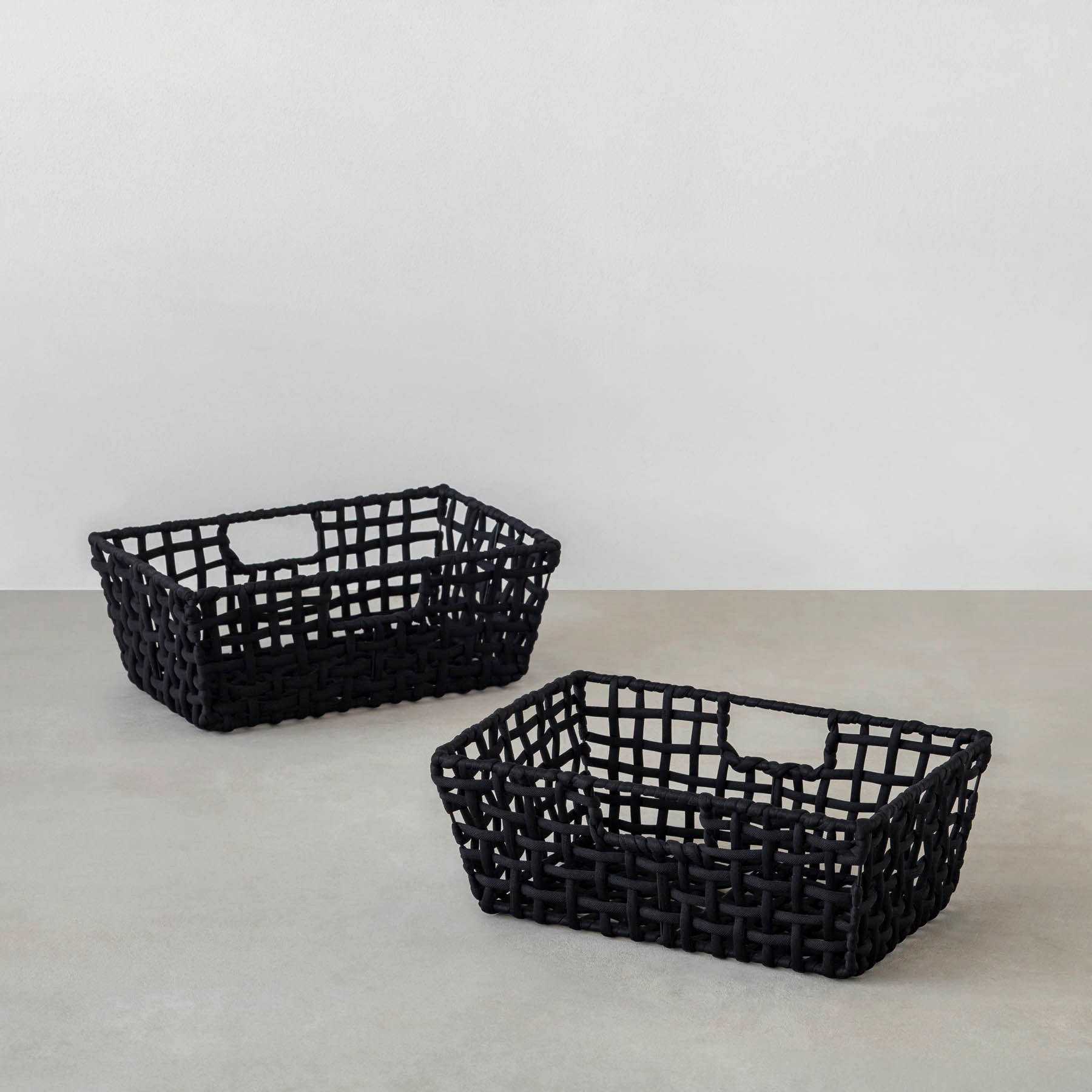 手編みのロープバスケットワイドSサイズ（2Pセット）