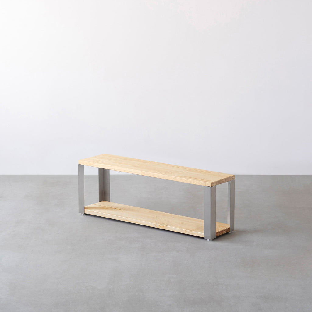 Kanademonoのパインの棚板とステンレスの鉄脚の２段ストレージシェルフS