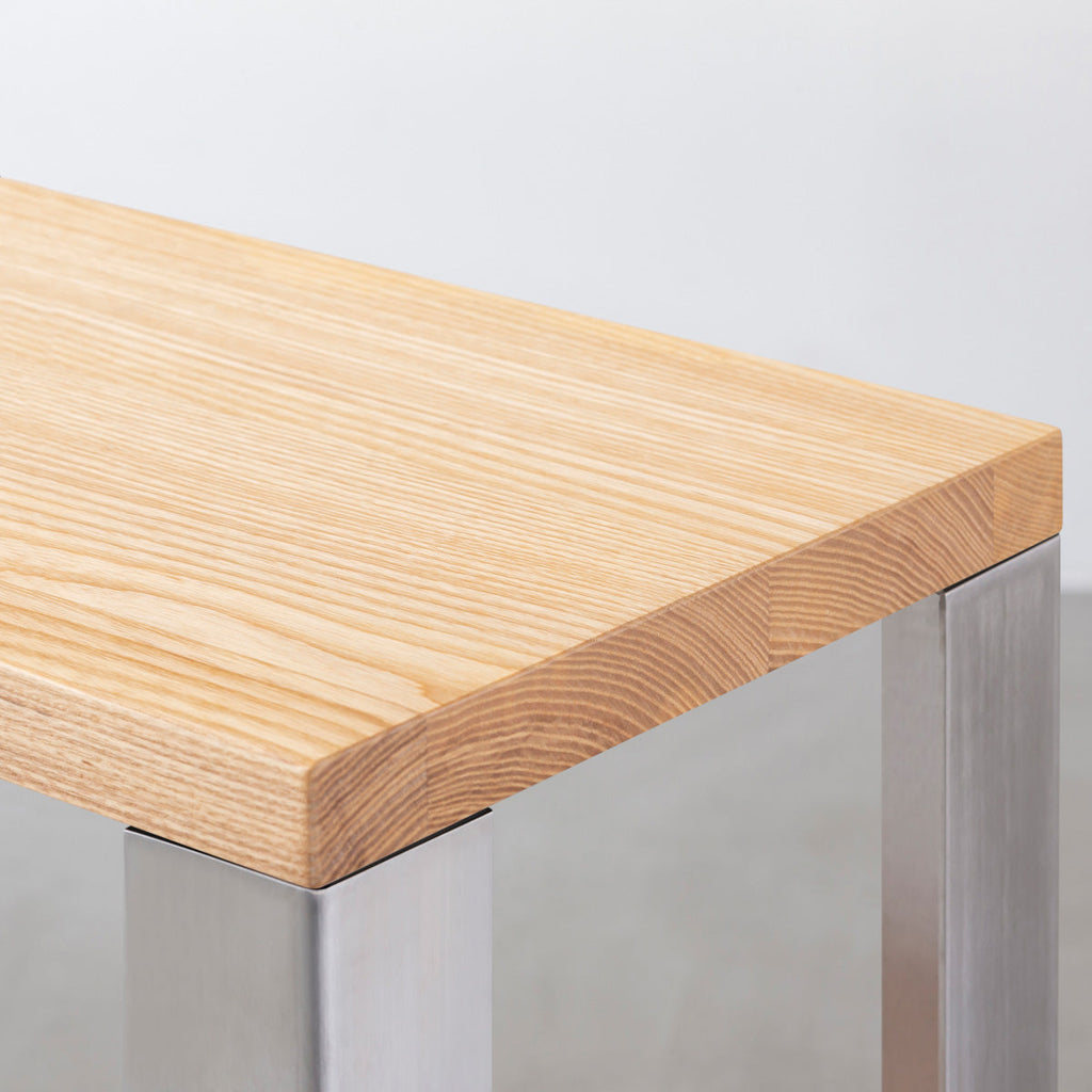 Kanademonoの無垢材ホワイトアッシュの棚板とステンレスの鉄脚の２段ストレージシェルフS（棚板）