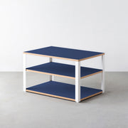 KanademonoのリノリウムMidnight_blue棚板とマットホワイト鉄脚のストレージシェルフ幅60~120cm（奥行30~40cm）