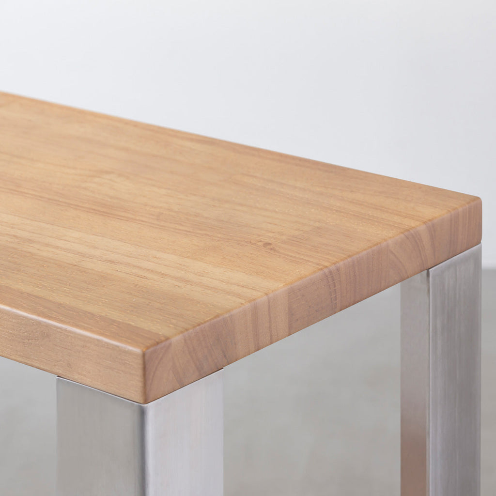 Kanademonoのラバーウッド材アッシュグレーの棚板とステンレスの鉄脚の２段ストレージシェルフS（棚板）