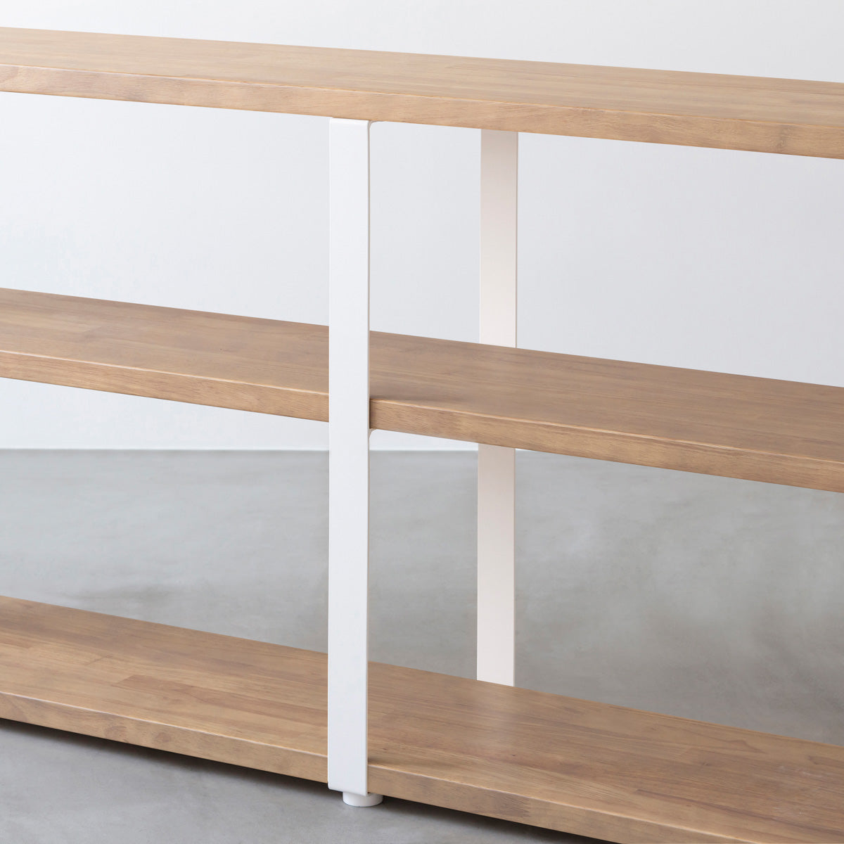 スマート造作ストレージシェルフ 3段 / ラバーウッド アッシュグレー × 白スチール脚