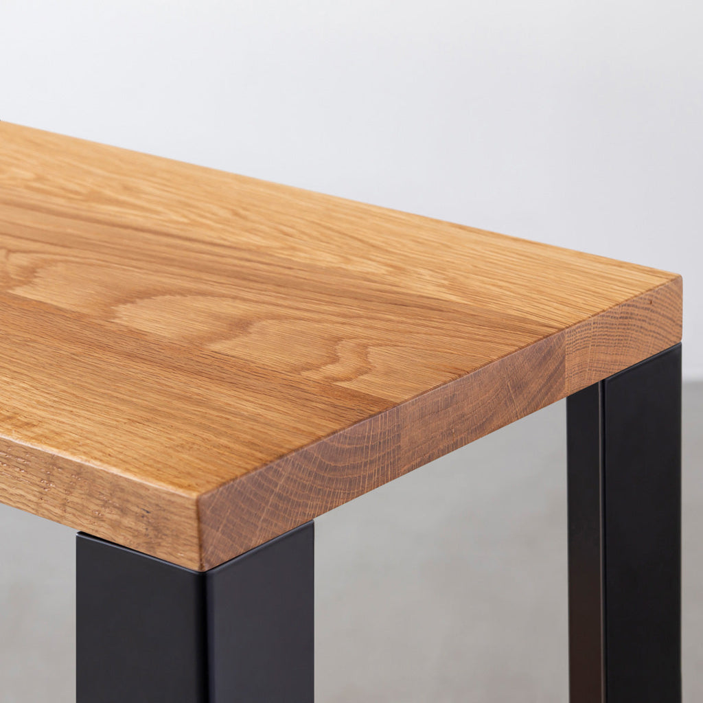 Kanademonoのホワイトオーク無垢材の棚板とマットブラックの鉄脚の２段ストレージシェルフS（棚板と脚）