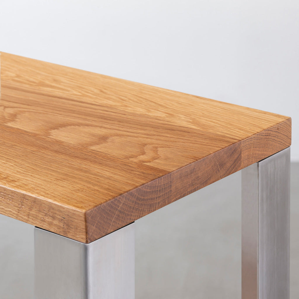 スマート造作ストレージシェルフ 2段 / 無垢 ホワイトオーク × ステンレススチール脚