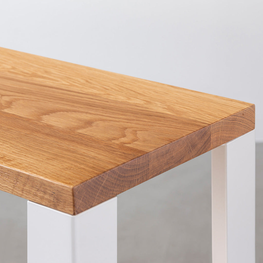 Kanademonoの無垢材ホワイトオークの棚板とホワイトの鉄脚の２段ストレージシェルフS（棚板）