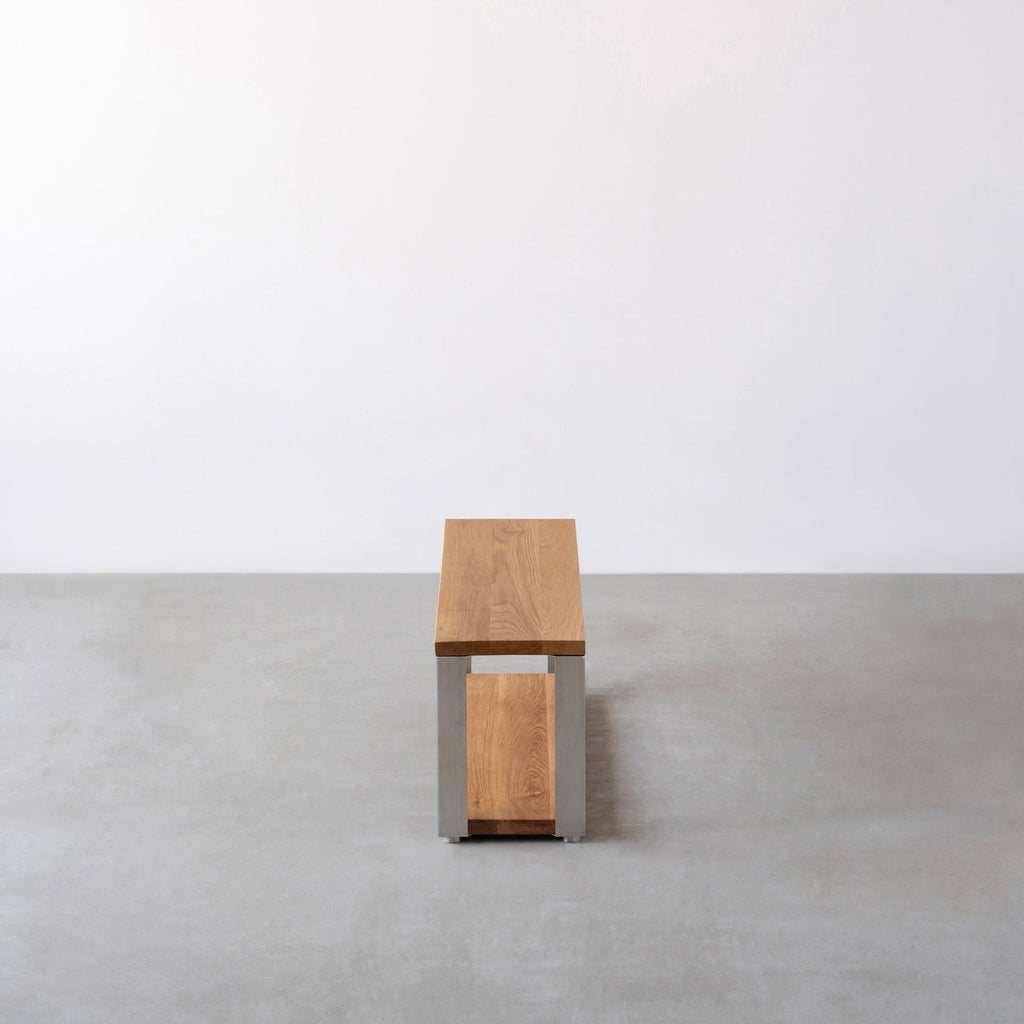 スマート造作ストレージシェルフ 2段 / 無垢 ホワイトオーク × ステンレススチール脚