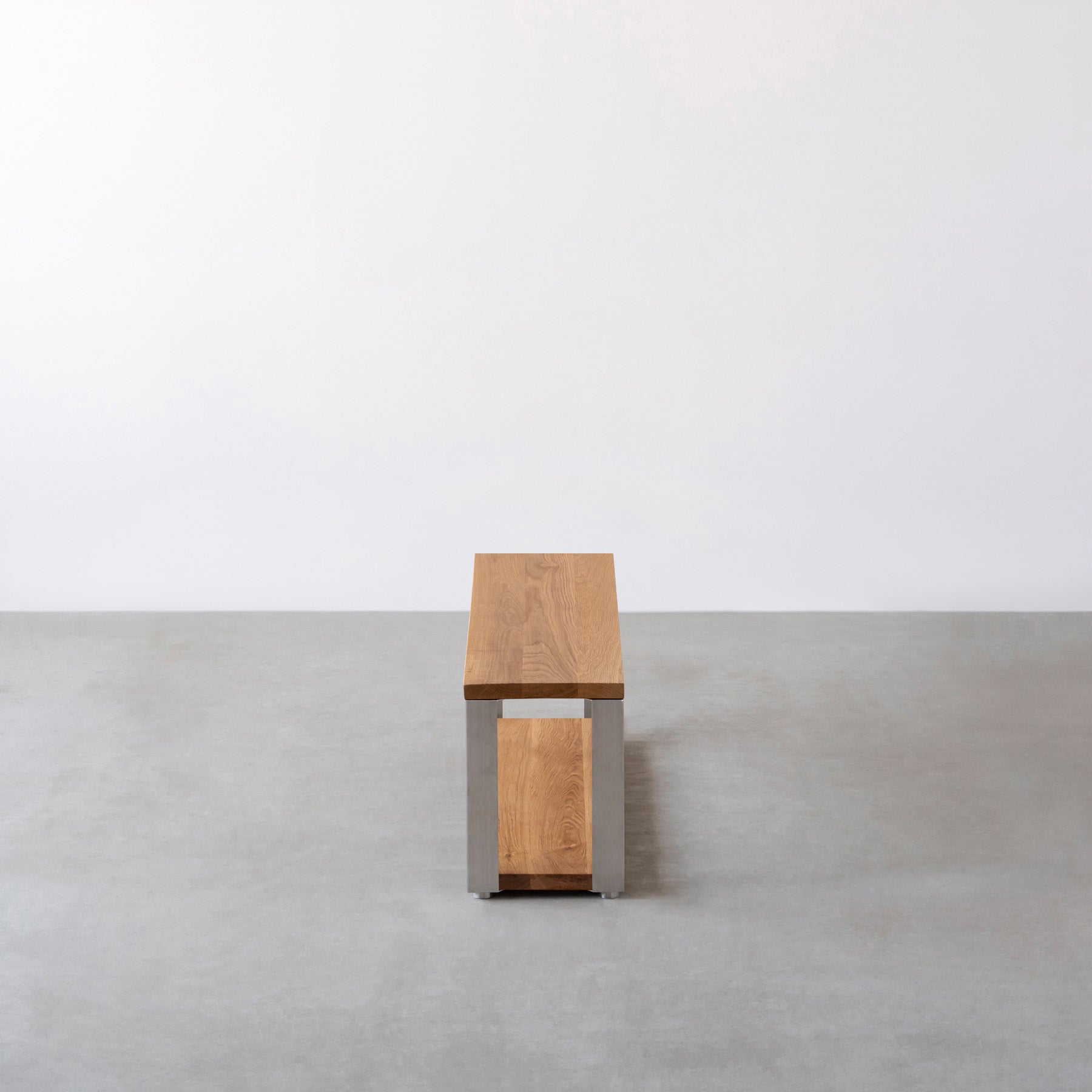 スマート造作ストレージシェルフ 2段 / 無垢 ホワイトオーク × ステンレススチール脚