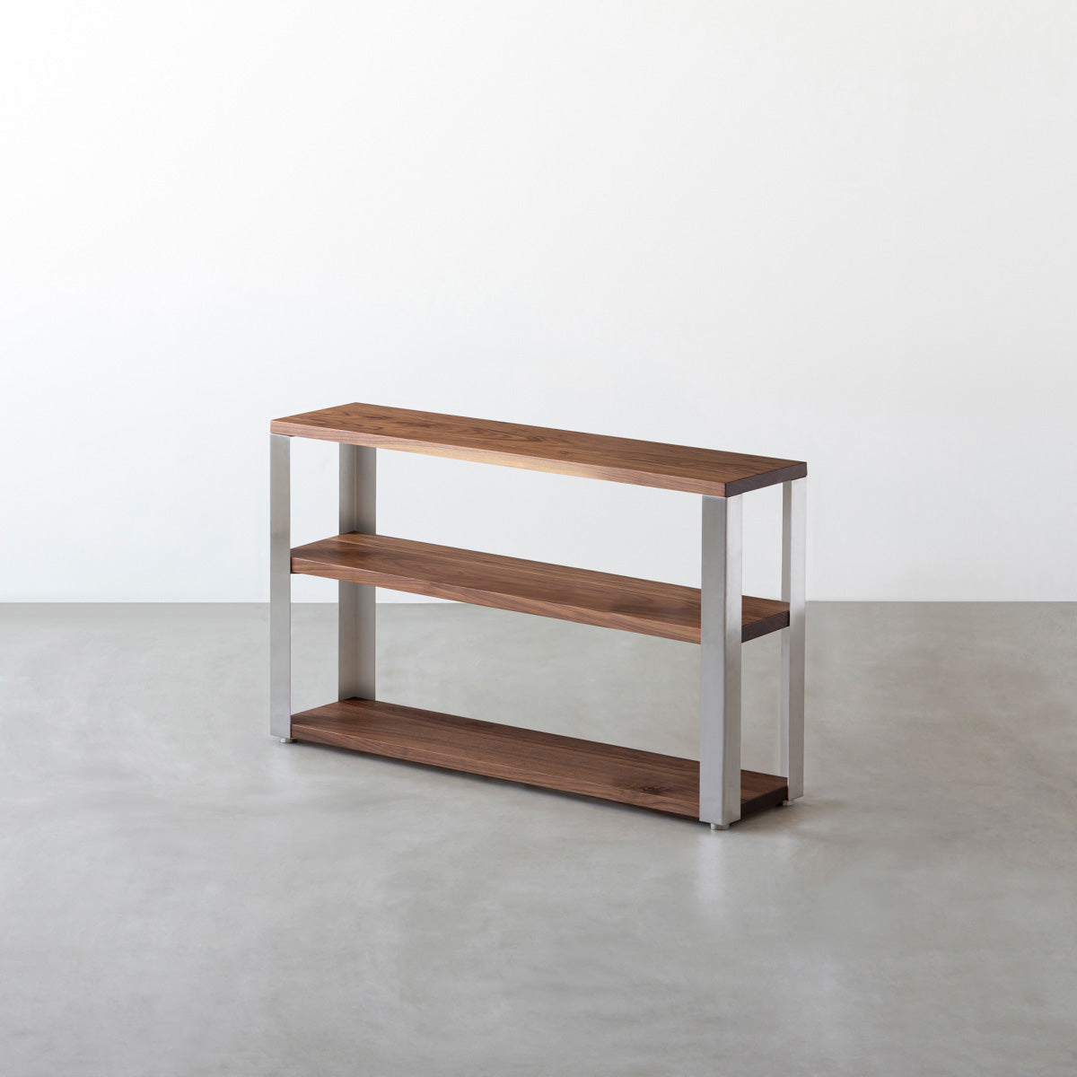 KANADEMONOのウォルナットの棚板とステンレス脚のストレージシェルフS