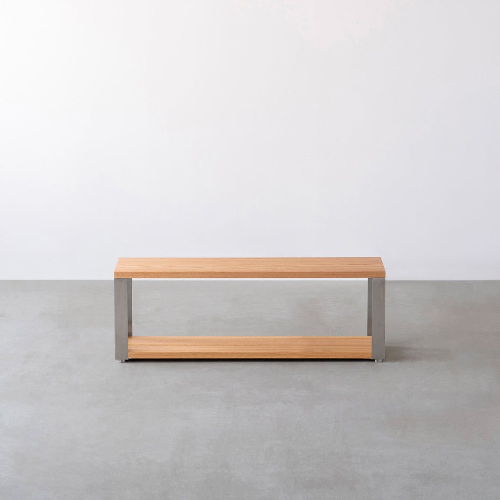 スマート造作ストレージシェルフ 2段 / 無垢 レッドオーク × ステンレススチール脚