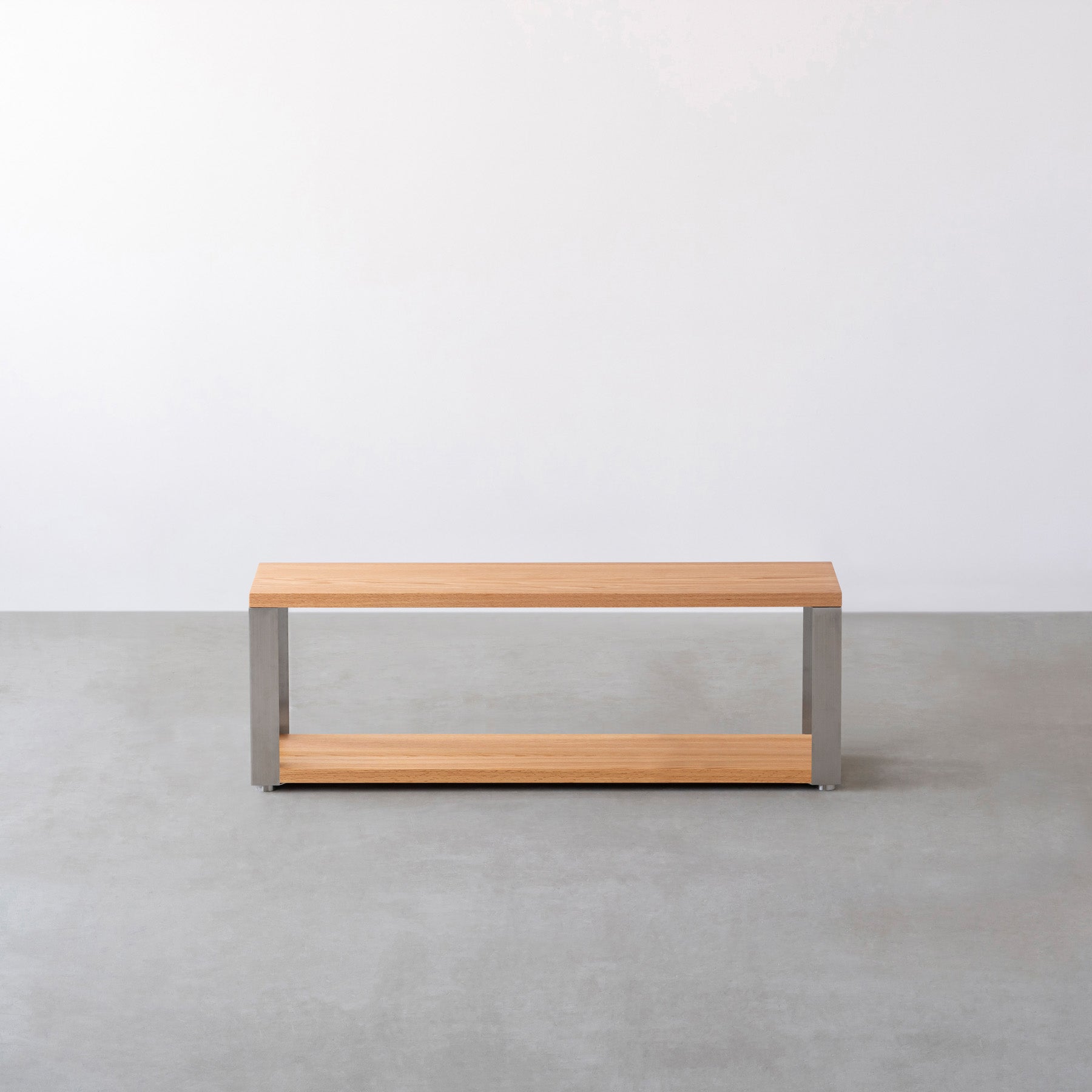 スマート造作ストレージシェルフ 2段 / 無垢 レッドオーク × ステンレススチール脚