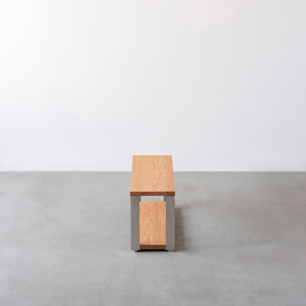 スマート造作ストレージシェルフ 2段 / 無垢 レッドオーク × ステンレススチール脚