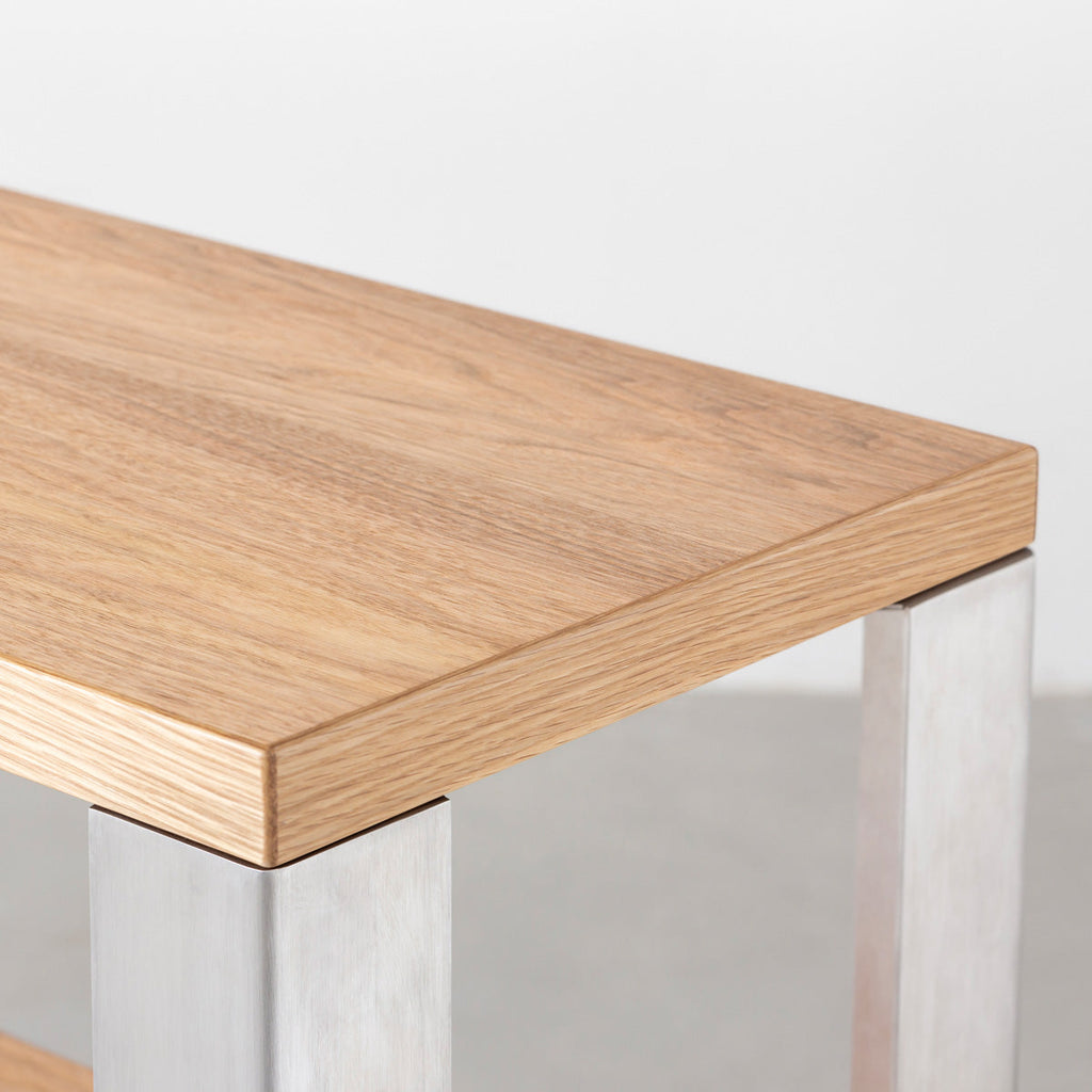 Kanademonoのくるみの棚板とステンレスの鉄脚の２段ストレージシェルフS（棚板）