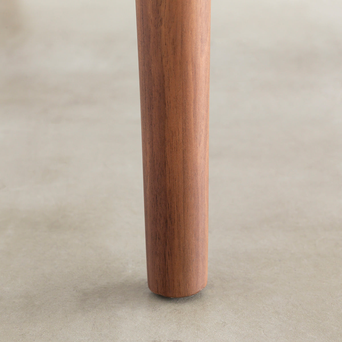 ウォルナット材を丸みのあるシルエットに仕上げた北欧スタイルのダイニングチェア（床接地面）