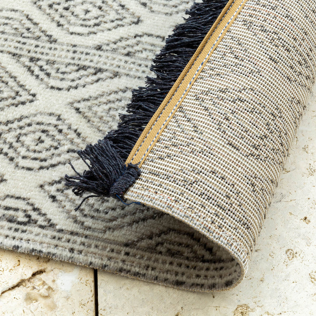 Striped Trellis Fringe Rug 　90×150