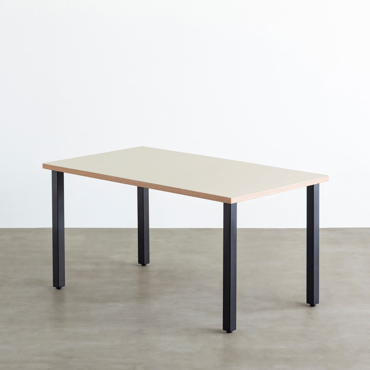 【2048テスト】スマート造作テーブル / リノリウム ベージュ・グレー系 × 黒スチール脚 (コピー)