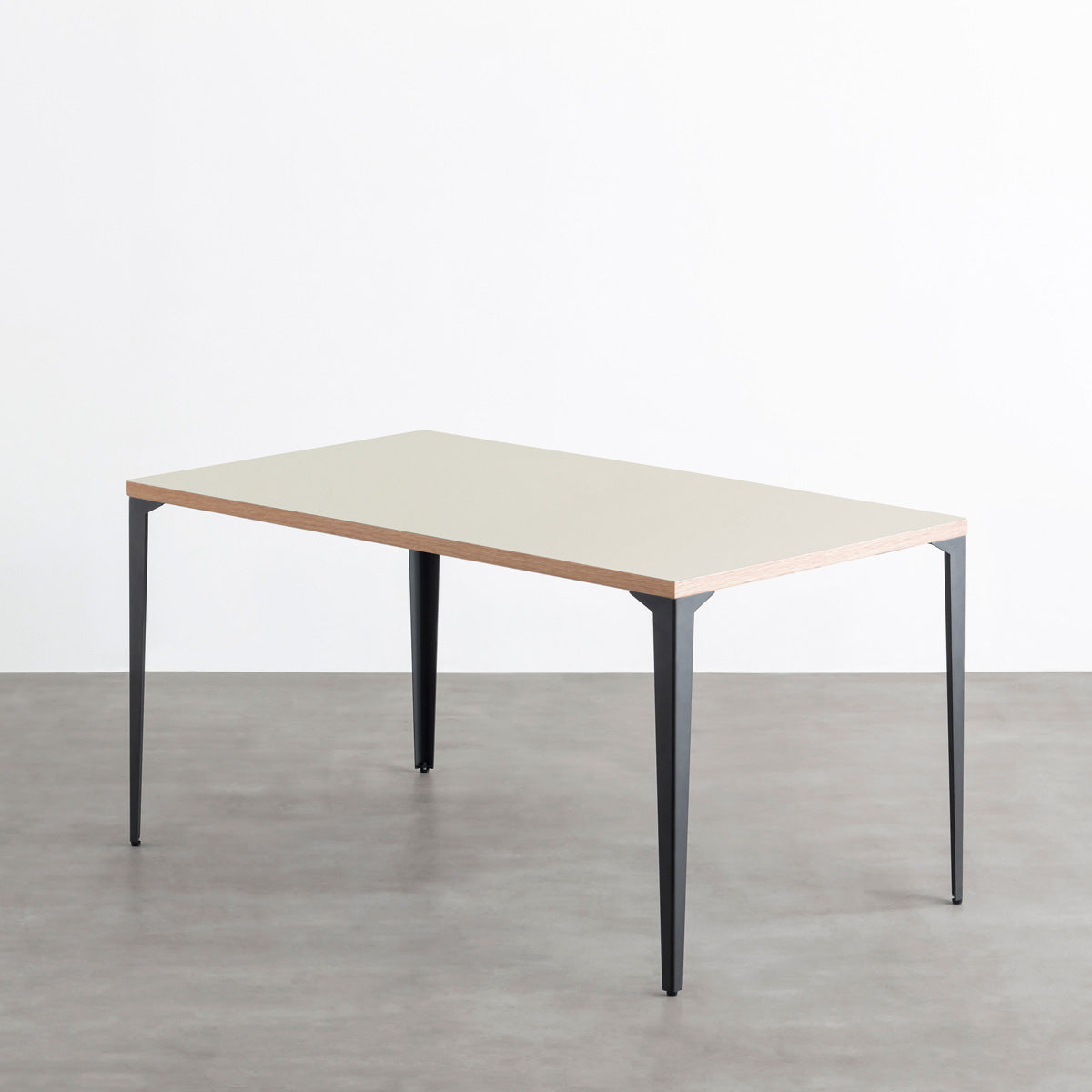 【2048テスト】スマート造作テーブル / リノリウム ベージュ・グレー系 × 黒スチール脚 (コピー)