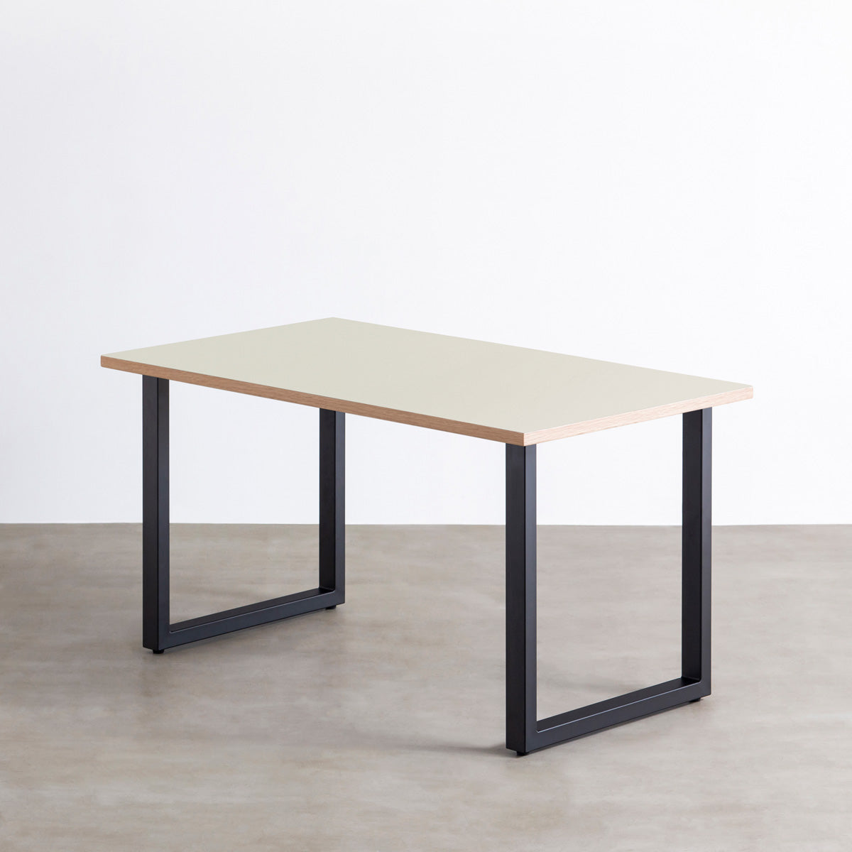 【2048テスト】スマート造作テーブル / リノリウム ベージュ・グレー系 × 黒スチール脚 (コピー)