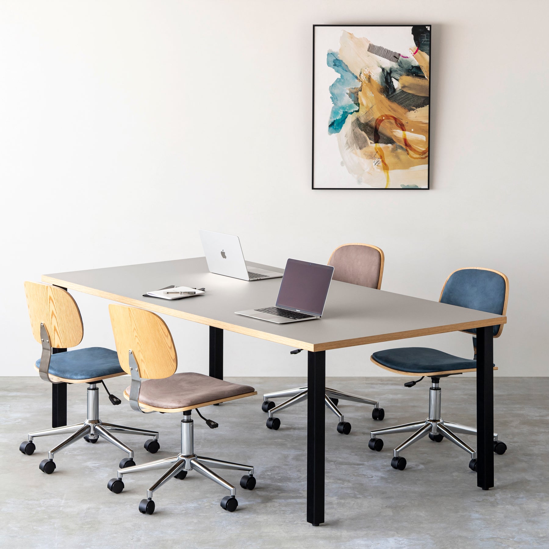 【Hチェック待ち】【テスト公開中】THE TABLE / リノリウム 全32色 × Black Steel × W181 - 200cm