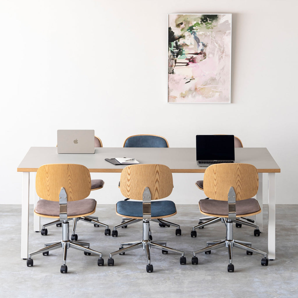【Hチェック待ち】【テスト公開中】THE TABLE / リノリウム 全32色 × White Steel × W181 - 200cm