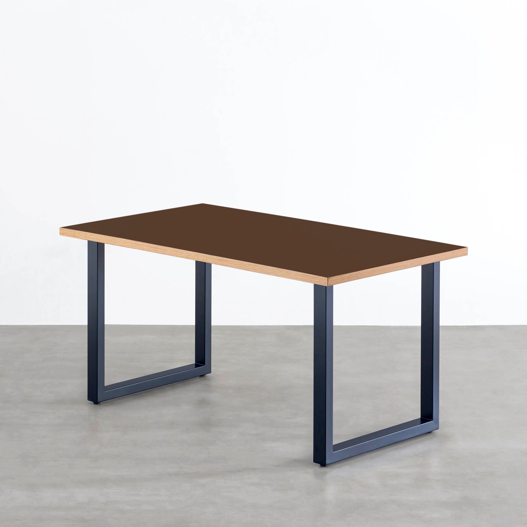スマート造作テーブル / リノリウム ブラック・ブラウン系 × カラースチール脚 全8色　NATURE