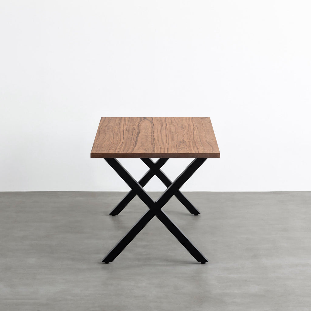 スマート造作テーブル / ニューギニアウォルナット × 黒スチール脚