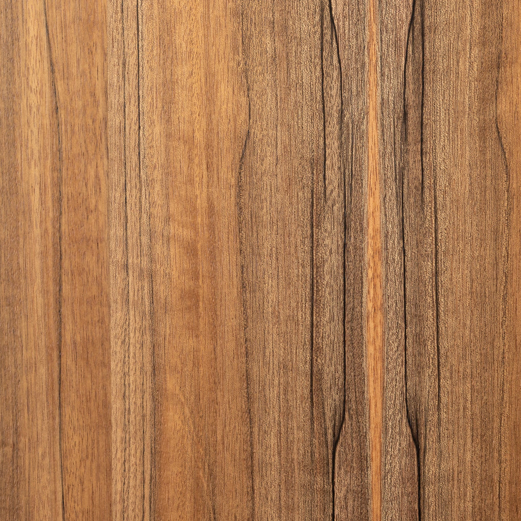 スマート造作カフェテーブル / ニューギニアウォルナット　黒スチール脚 4本脚 × ラウンド φ81 - 90