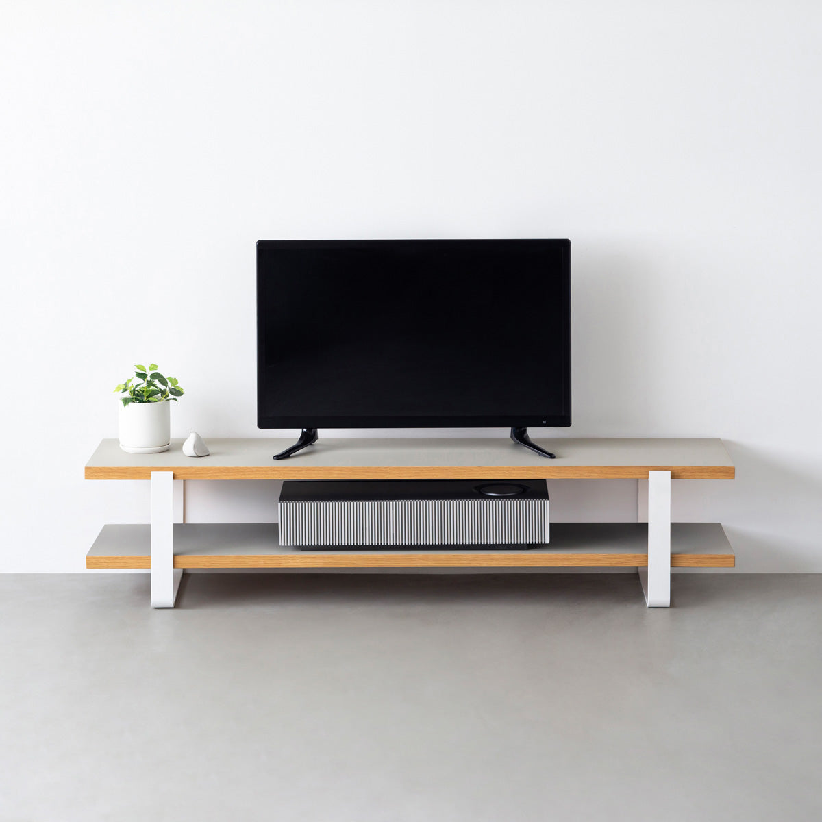 スマート造作テレビボード / リノリウム 全32色 × 白スチール脚