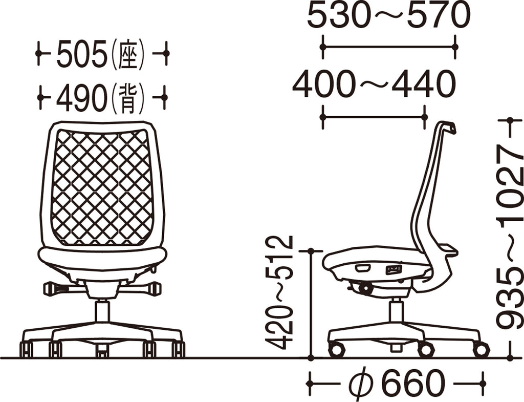 ポータム チェア スタンダードバック 肘なし メッシュ（背） CF11XR FKA1