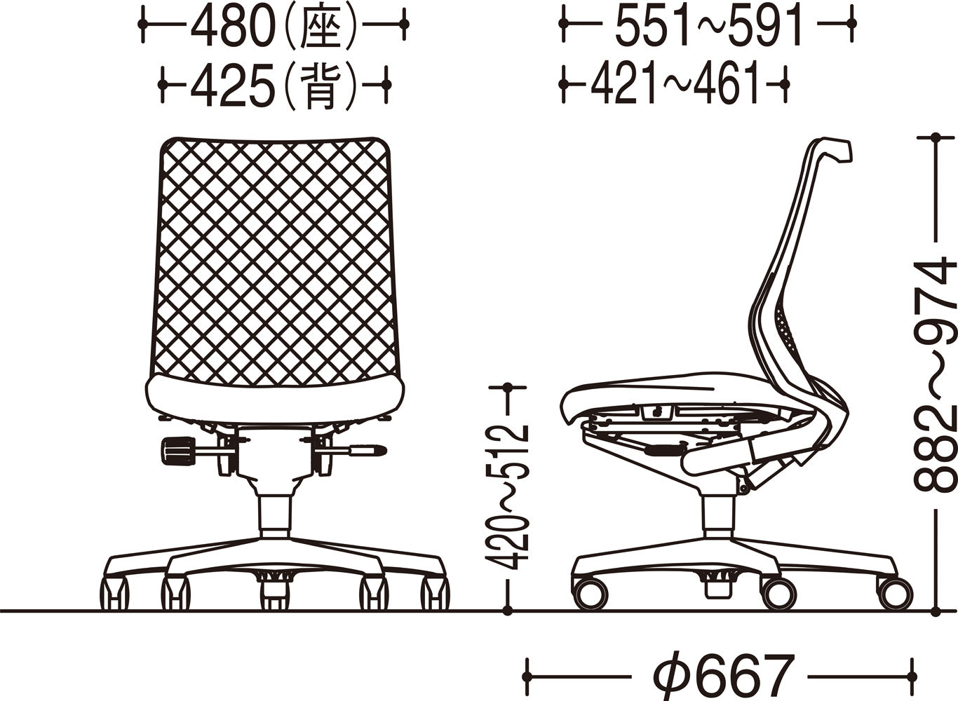 フルーエント チェア ローバック 肘なし メッシュ（背） CB31ZR FK3A