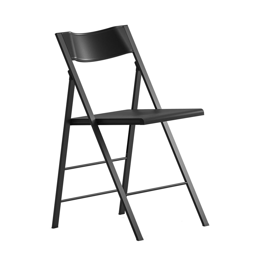 イタリア製のスリムでスタイリッシュな仕上がりが美しいブラックの折りたたみチェア