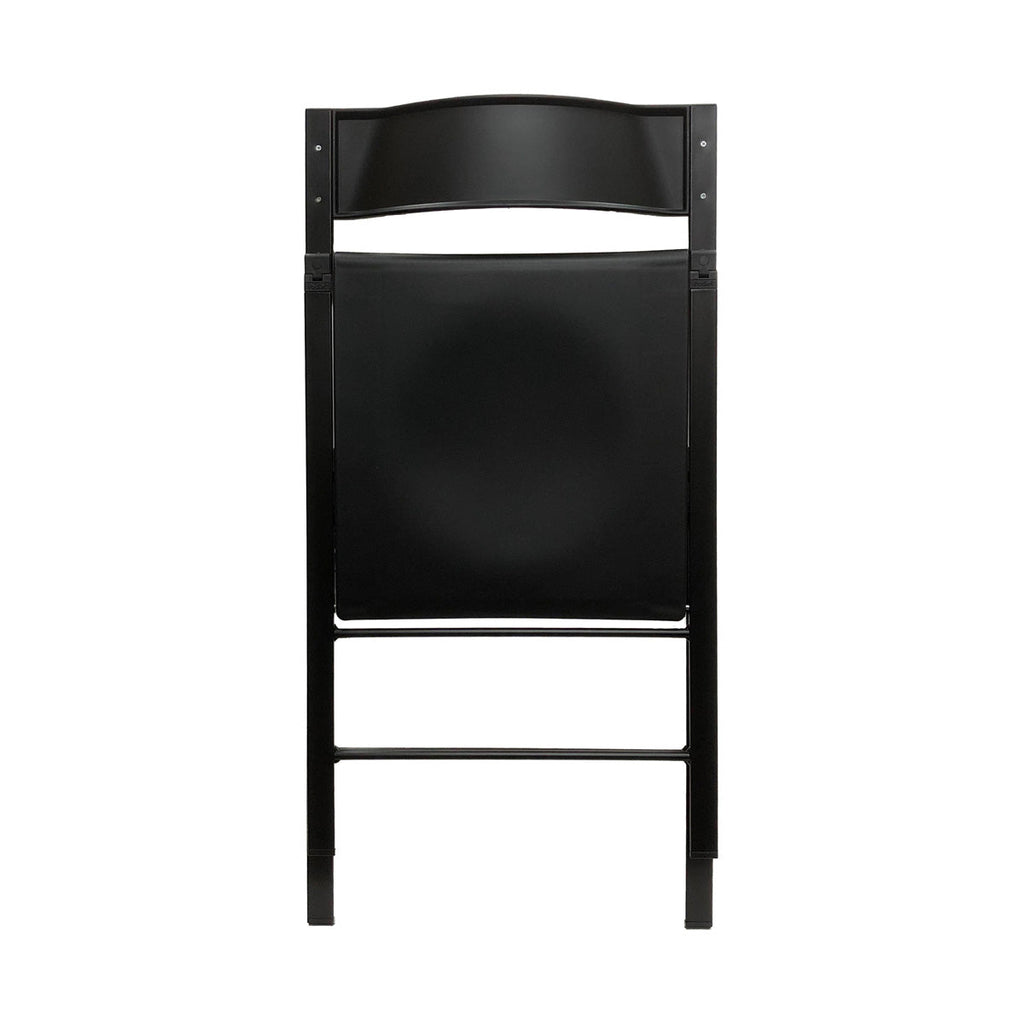 イタリア製のスリムでスタイリッシュな仕上がりが美しいブラックの折りたたみチェア（折り畳んだ状態2）