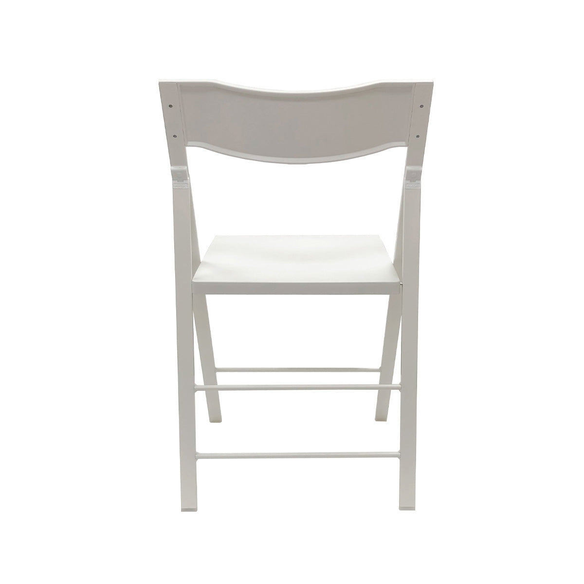 イタリア製のスリムでスタイリッシュな仕上がりが美しいホワイトの折りたたみチェア（背面）