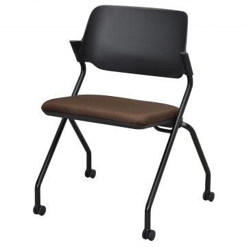 SYネスティングチェア ブラック 肘無し ファブリック ショコラブラウン