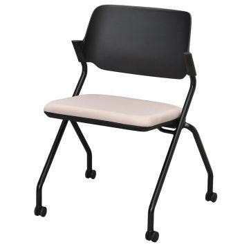 SYネスティングチェア ブラック 肘無し ファブリック ラテベージュ