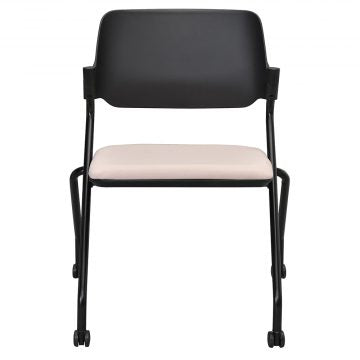 SYネスティングチェア ブラック 肘無し ファブリック ラテベージュ