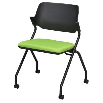 SYネスティングチェア ブラック 肘無し ファブリック リーフグリーン